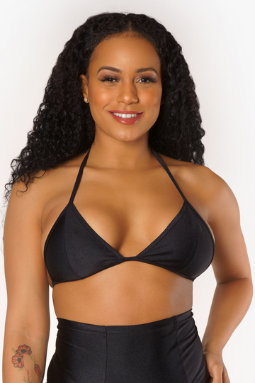 Parte superior de bikini de triángulo negro